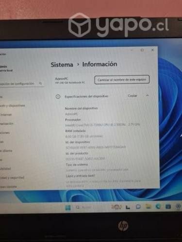 Notebook HP i5 7ma 8 GB 240 Gb SSD