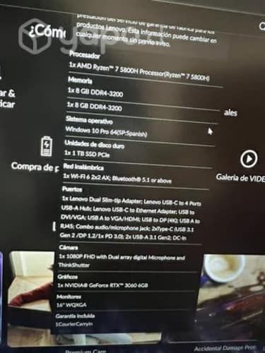 Notebook Gamer Lenovo 16P Gen2 RTX 3060 Ryzen7