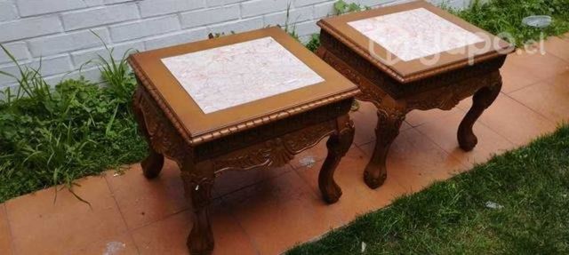 Elegantes mesas laterales Madera y granito nuevas