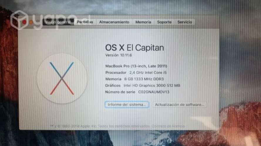 Macbook Pro (13-inch, Late 2011) Memoria 8gb - Int