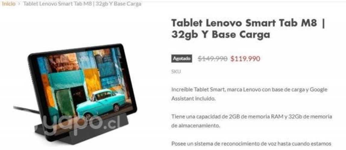 Tablet Lenovo Smart Tab M8 8 Hd 2gb 32gb Android S