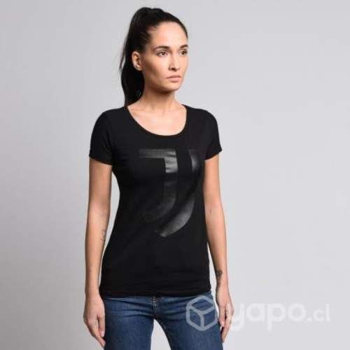 Polera Mujer Juventus C/ Logo Estampado Negro