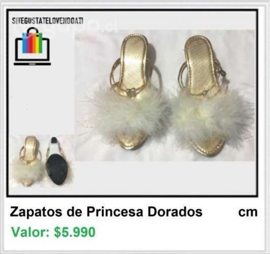 Zapatos Dorados de Princesa con Peludito