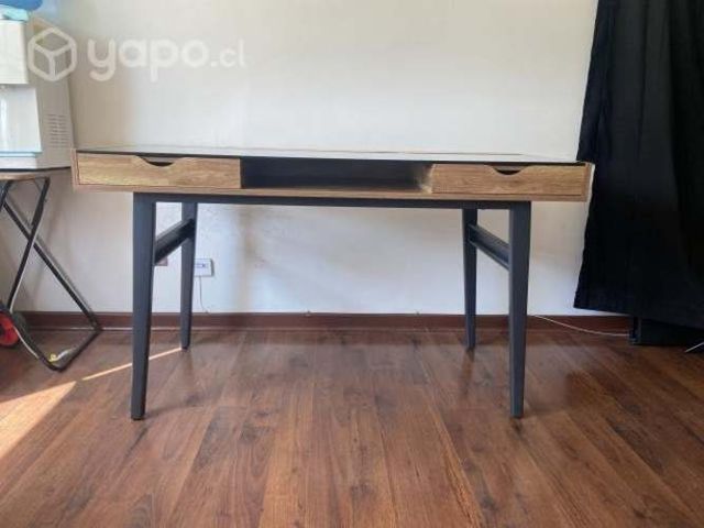 Escritorio de oficina de hierro madera y vidrio