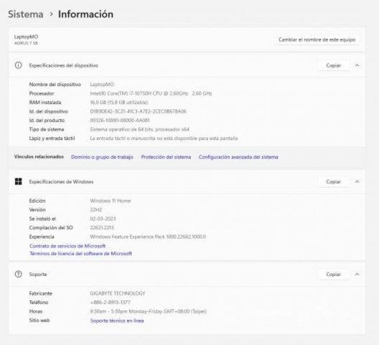 Notebook Gigabyte AORUS 7 SB-7ES1130SD Intel Core