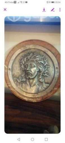 Antiguo rostro de cristo en bronce masiso en base