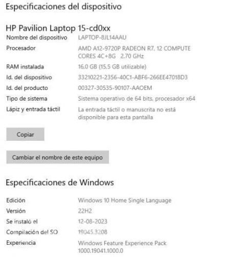 Notebook HP Pavilion 15-cd006la