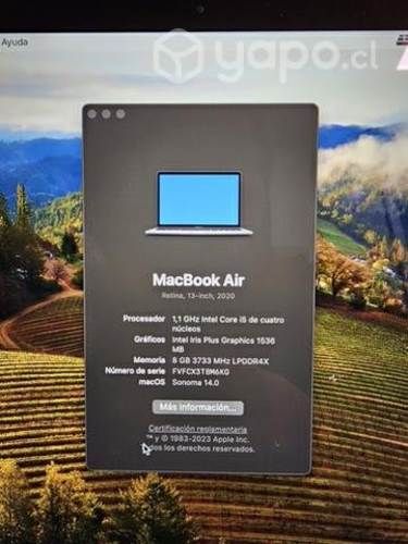 MacBook Air 2020 500GB, como nuevo