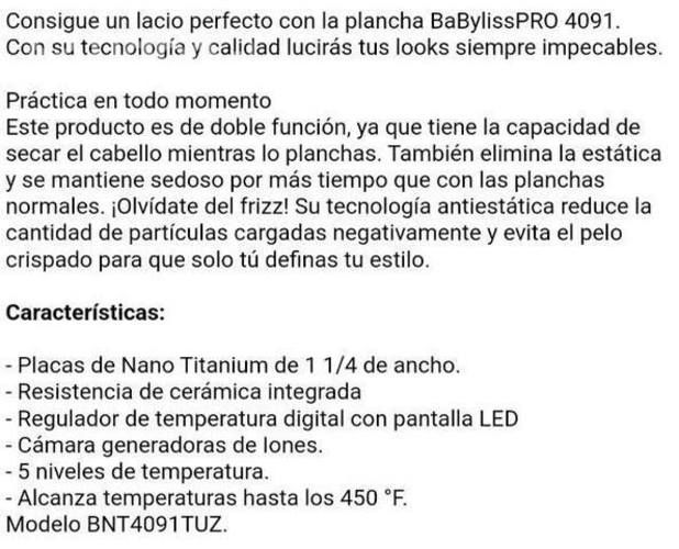 Plancha PROFESIONAL BABYLISS PRO