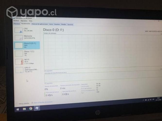 Notebook HP 245 G7 Ryzen 5 3500U/8GB/256 SSD /1TB