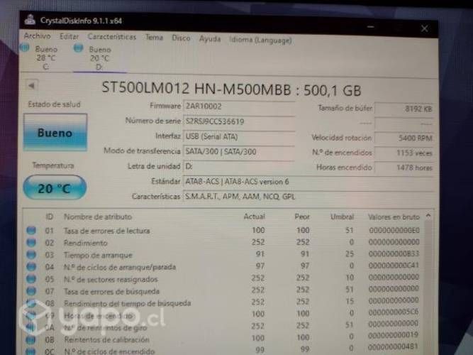 Disco Duro 500 GB + ADAPTADOR USB