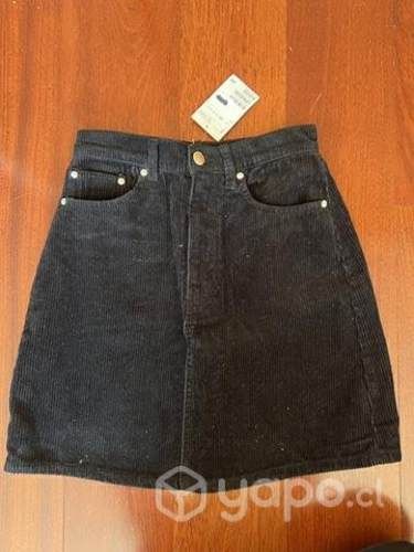 Falda cotelé negra talla 32 NUEVA