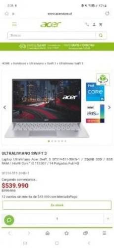 computador Laptop Ultraliviano Acer