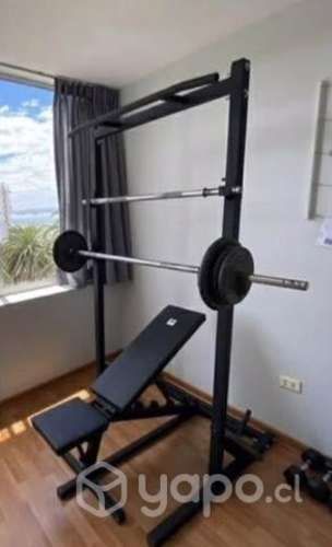 Rack de pesas y banca reclinable