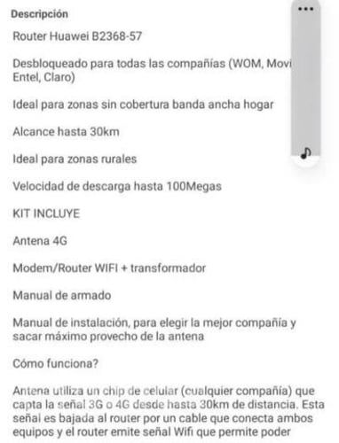 Antena huawei b2368-57 Internet rural