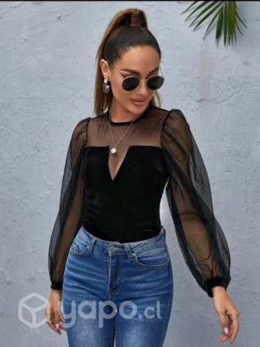 Polera manga transparente