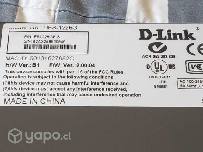 Switch Gigabite DLINK DES-1226G