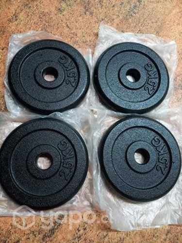 4 discos de 2.5k para mancuernas (nuevos)