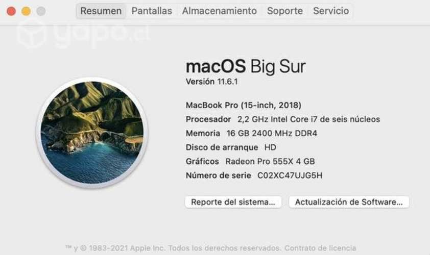 Macbook Pro 15 2018 - Impecable - Muy bien cuidad