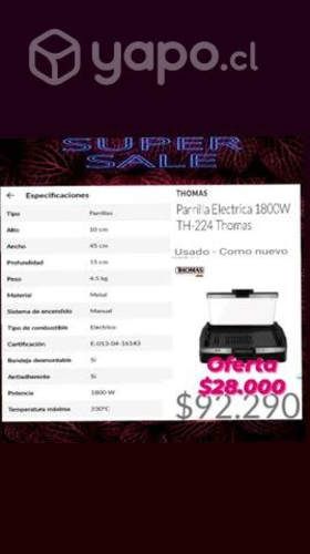 Liquidación Parrilla thomas Th 224 usada