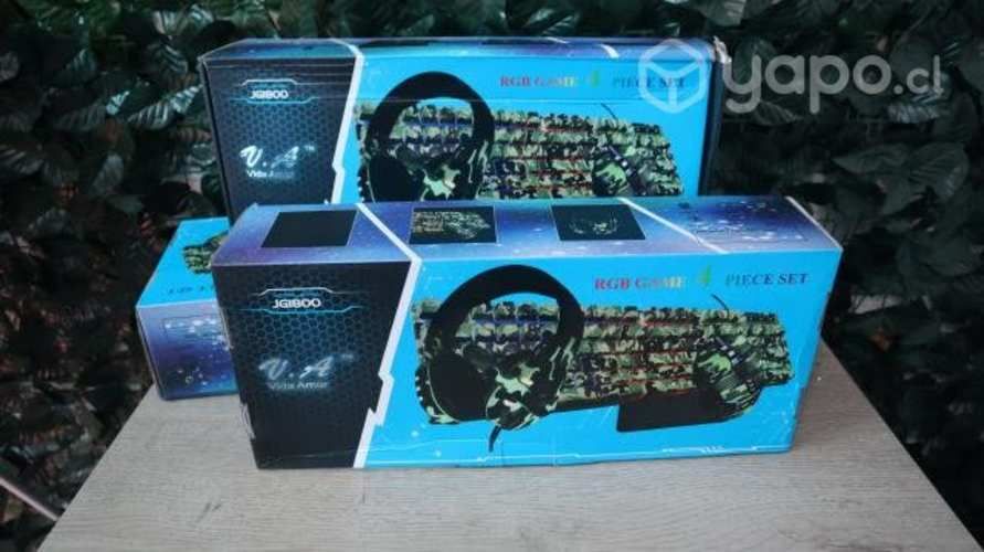 Kit gamer teclado, mouse, mousepad y audifonos