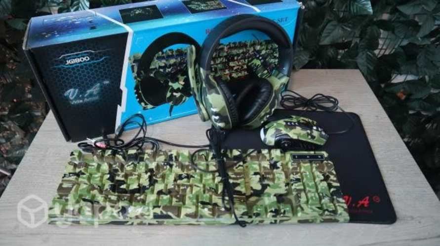 Kit gamer teclado, mouse, mousepad y audifonos