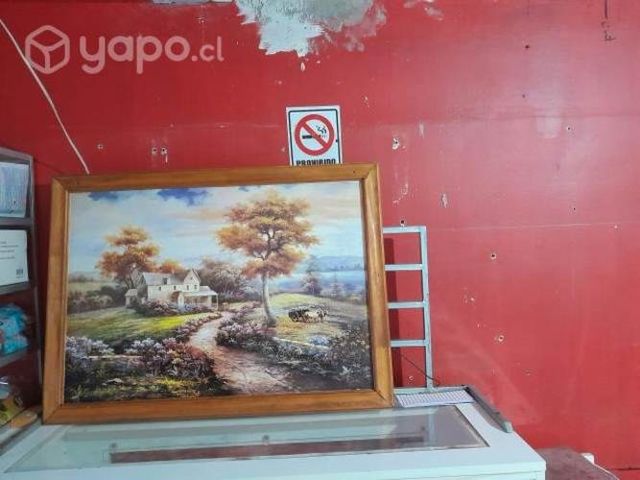 Cuadro paisaje de casa campo