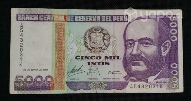 Billete Perú 5.000 Intis 1988
