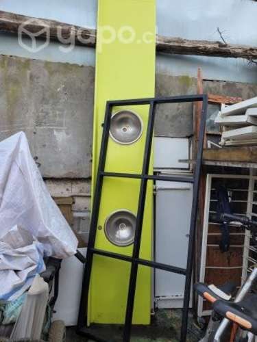 Estructura metálica más lavaplatos dos plato