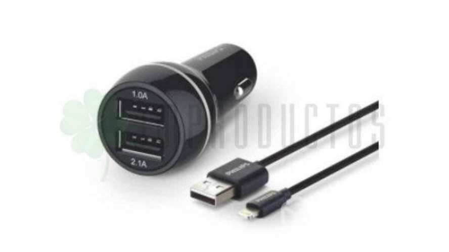 Cargador Para Auto Doble 2.1a+cable De Carga Y Dat