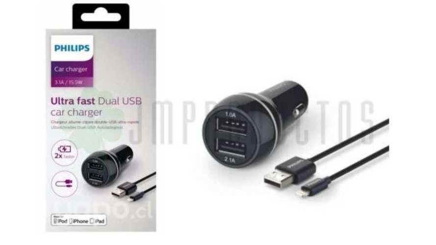 Cargador Para Auto Doble 2.1a+cable De Carga Y Dat