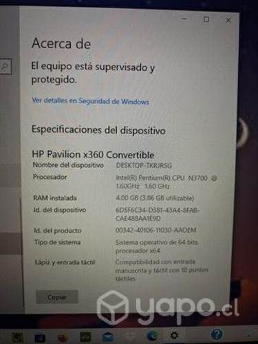 Notebook pantalla táctil