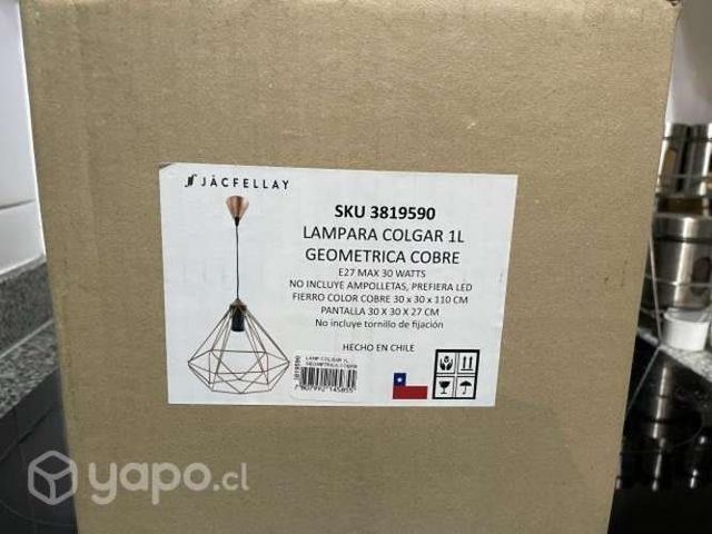 Lampara colgante 1 luz geométrica cobre