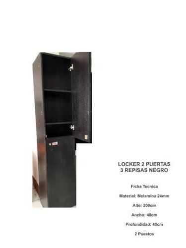 Locker 2 Puertas 3 Repisas Negro