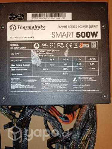 Fuente poder Thermaltake Smart 80 Plus Pow 500 W