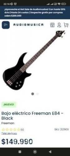 Bajo Electrico 4 Cuerdas Freeman