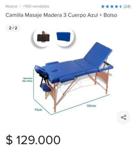 Camilla plegable de cuero, 3 cuerpos nueva,bolso,