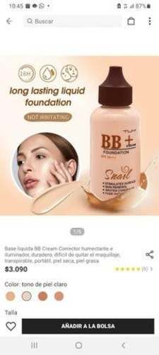 Base nueva de maquillaje BB cream humectante