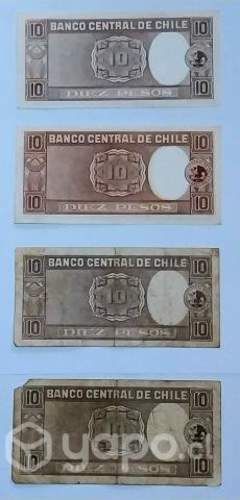 Billetes chilenos 10 pesos (un cóndor M. Bulnes)