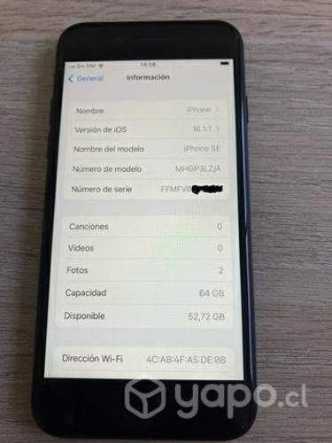IPhone SE (2da generación) sin cargador