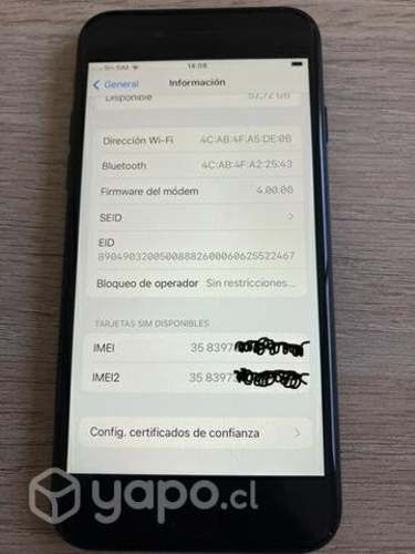 IPhone SE (2da generación) sin cargador