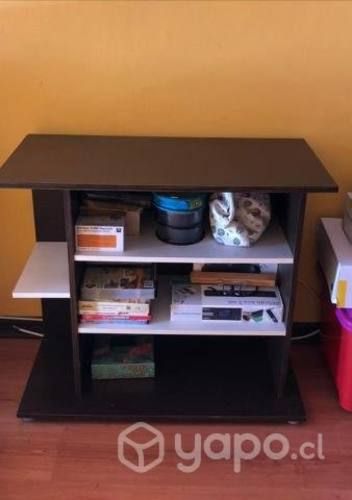 Rack tv, café con blanco en buen estado