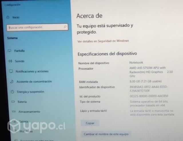 Notebook HP AMD A10-5750M