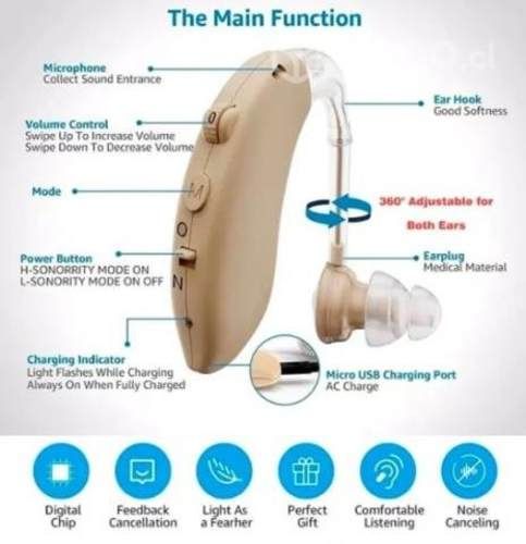 Audifono para sordera severa universal recargable
