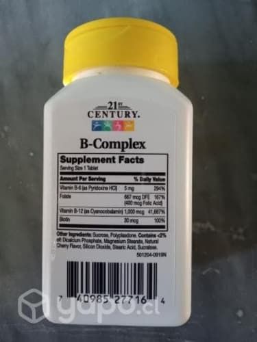 Complejo B. 60 Tabletas Sublingual(sabor Guinda)21