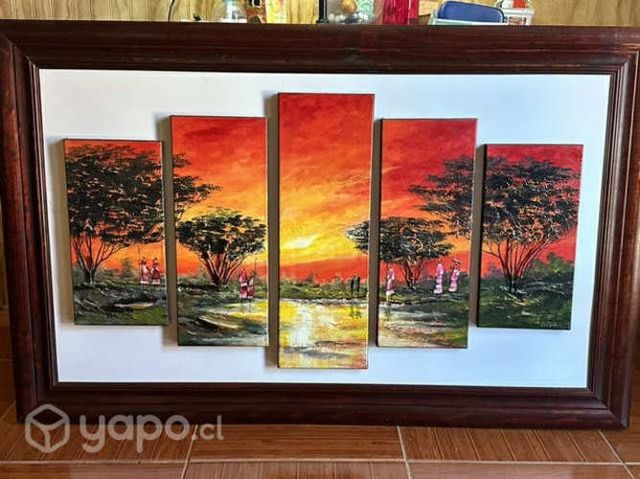 Cuadro paisaje atardecer África 140 x 90