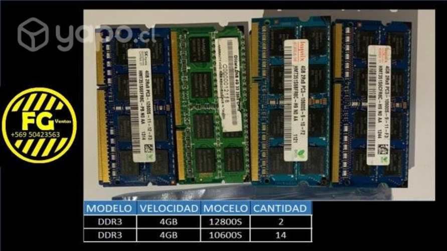 Memorias 4GB 12800s y 10800s Notebook