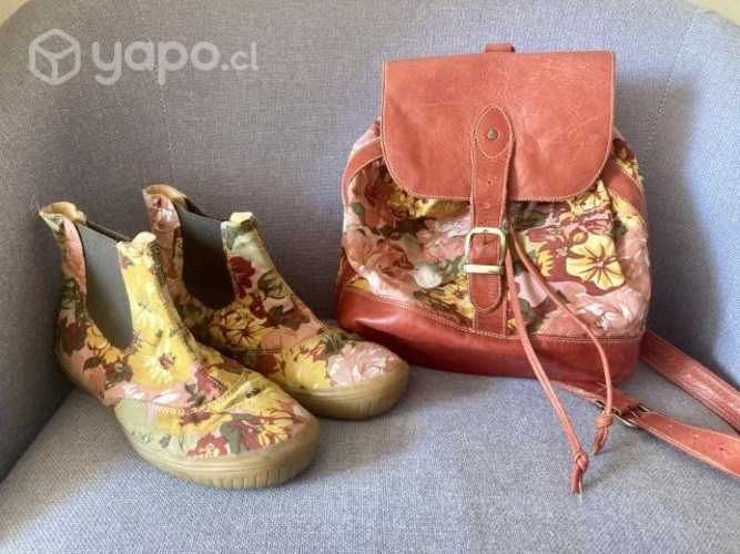 Cartera tipo mochila y botines