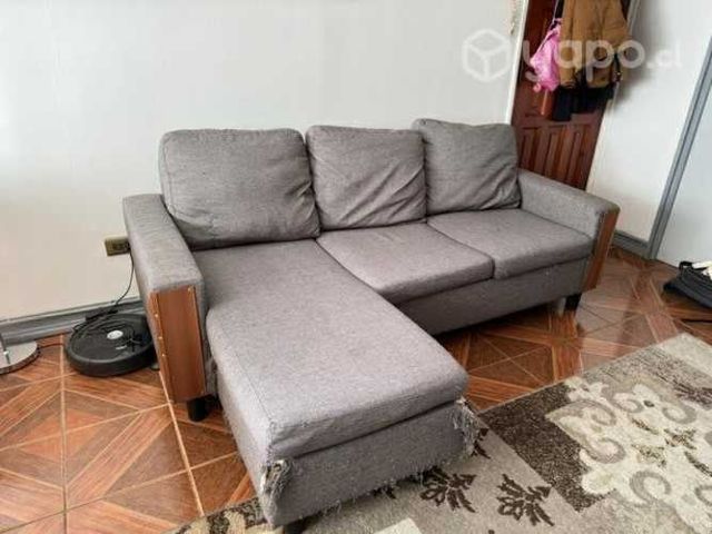 Sofá gris oscuro en L