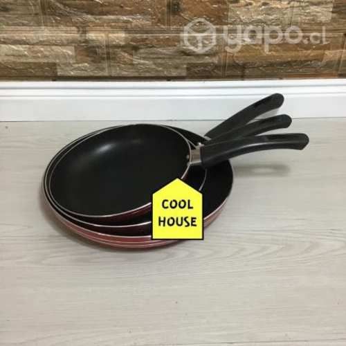 Lleva 3 sartenes antiadherentes de acero y teflon